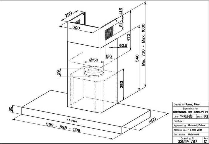 Aporrofitiras Tzaki Faber Stilo Smart X A120 Inox 120 cm C